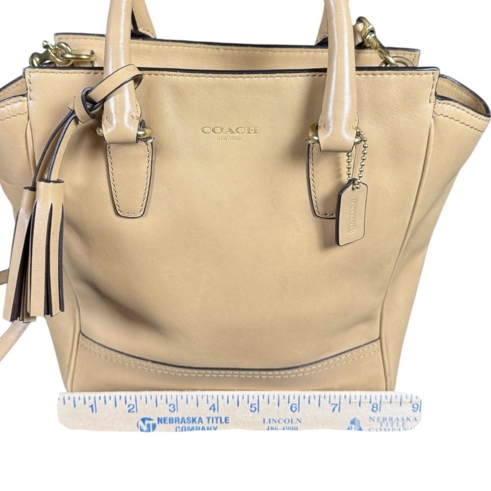 EUC Coach 2way Legacy Mini Tote Crossbody Beige Tan Leather Bag - Picture 15 of 16